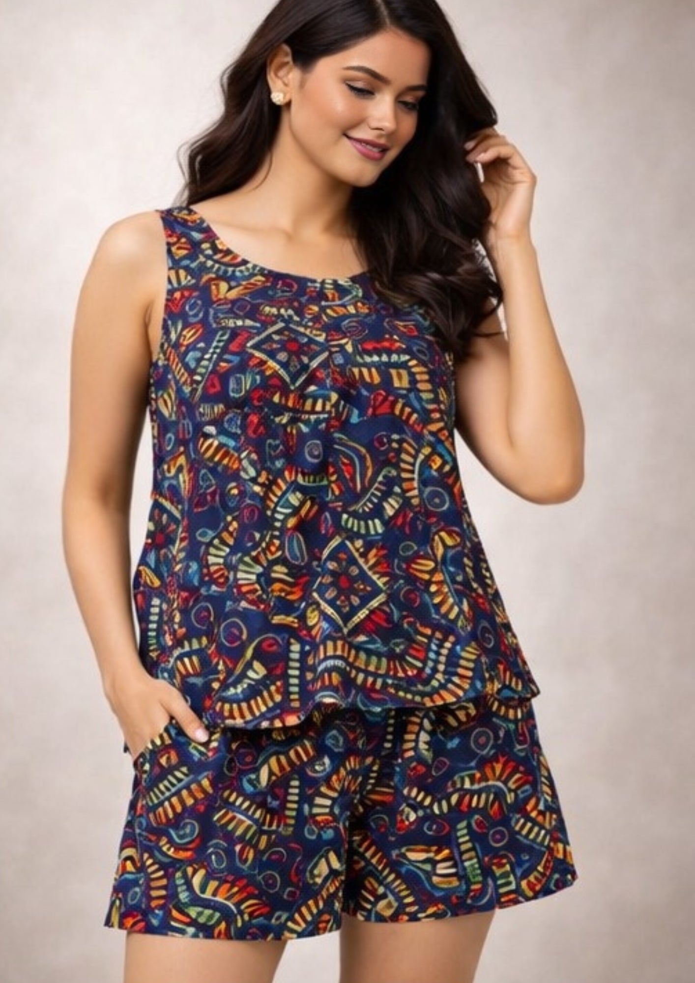 Women's Printed Top & Shorts Co-Ord Set