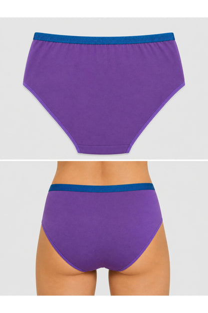 Women's High-Rise Full Coverage Cotton Briefs - Purple