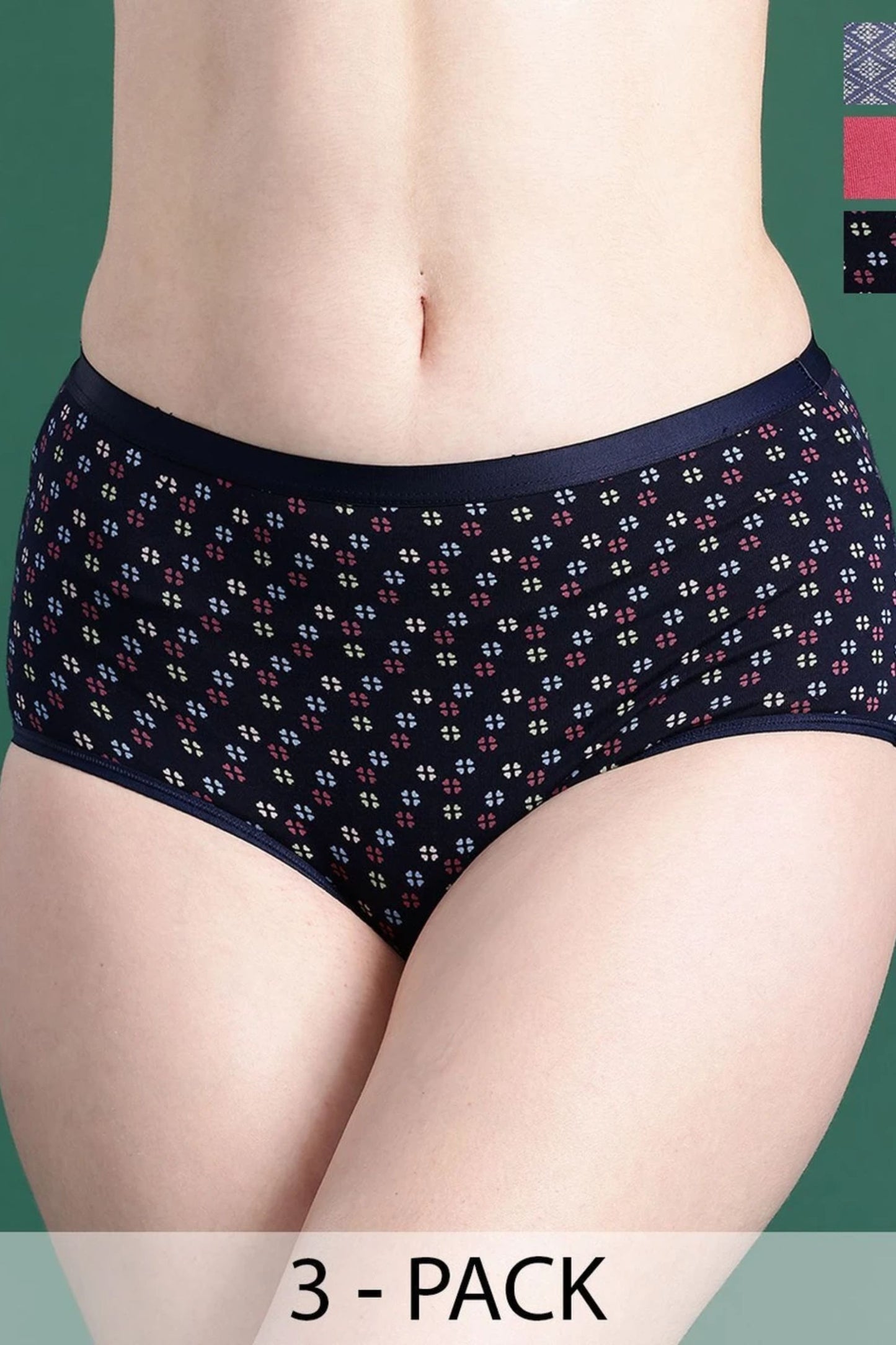Women's Mid-Rise Full Coverage Printed Cotton Briefs