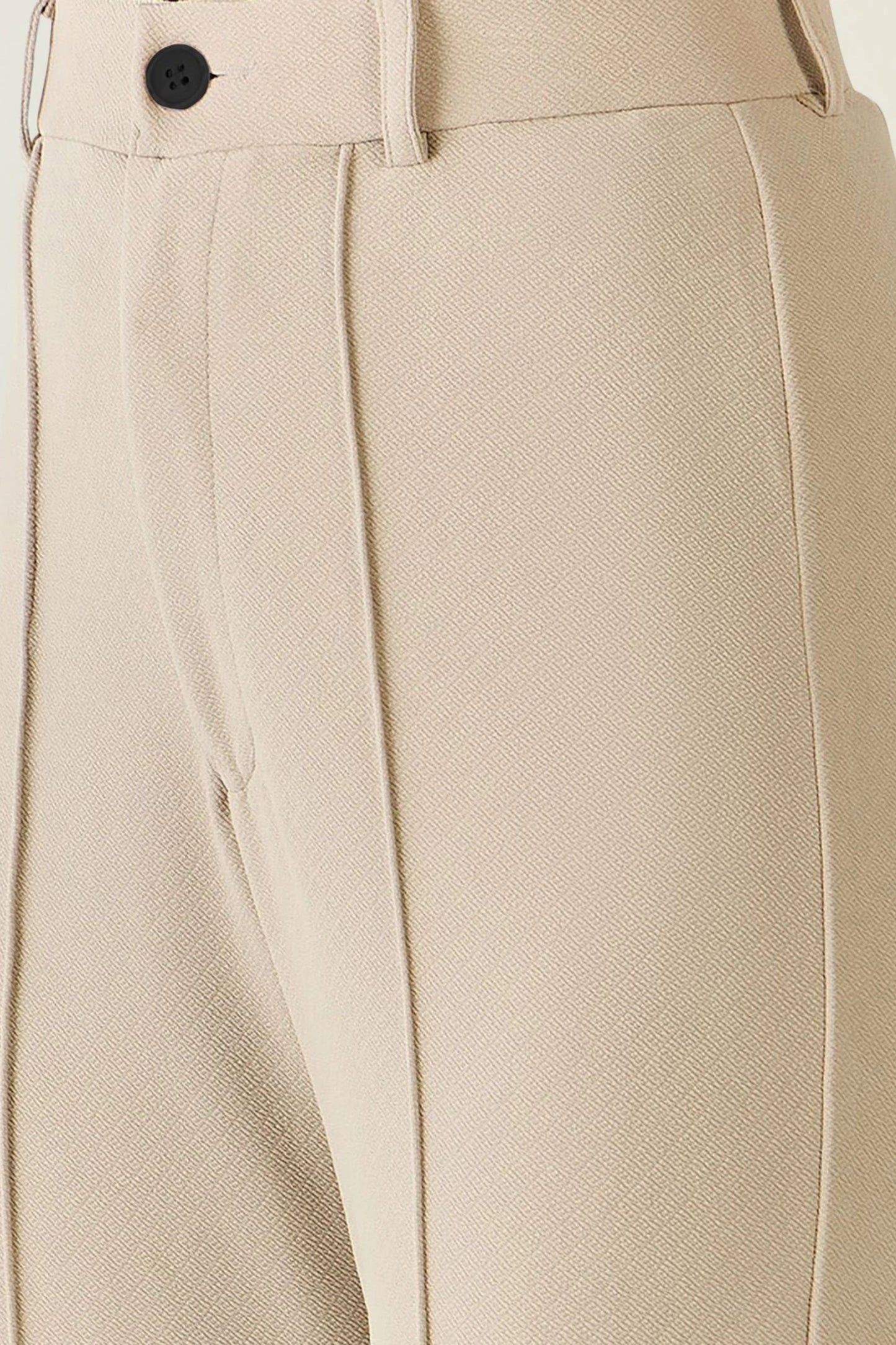 High-Waist Seam Detail Straight Leg Trousers - Beige