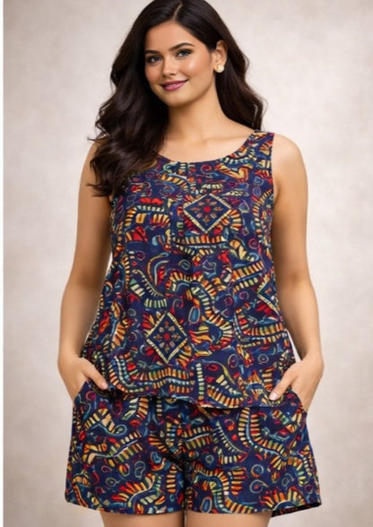 Women's Printed Top & Shorts Co-Ord Set