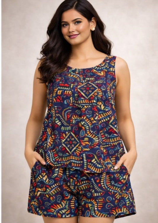 Women's Printed Top & Shorts Co-Ord Set